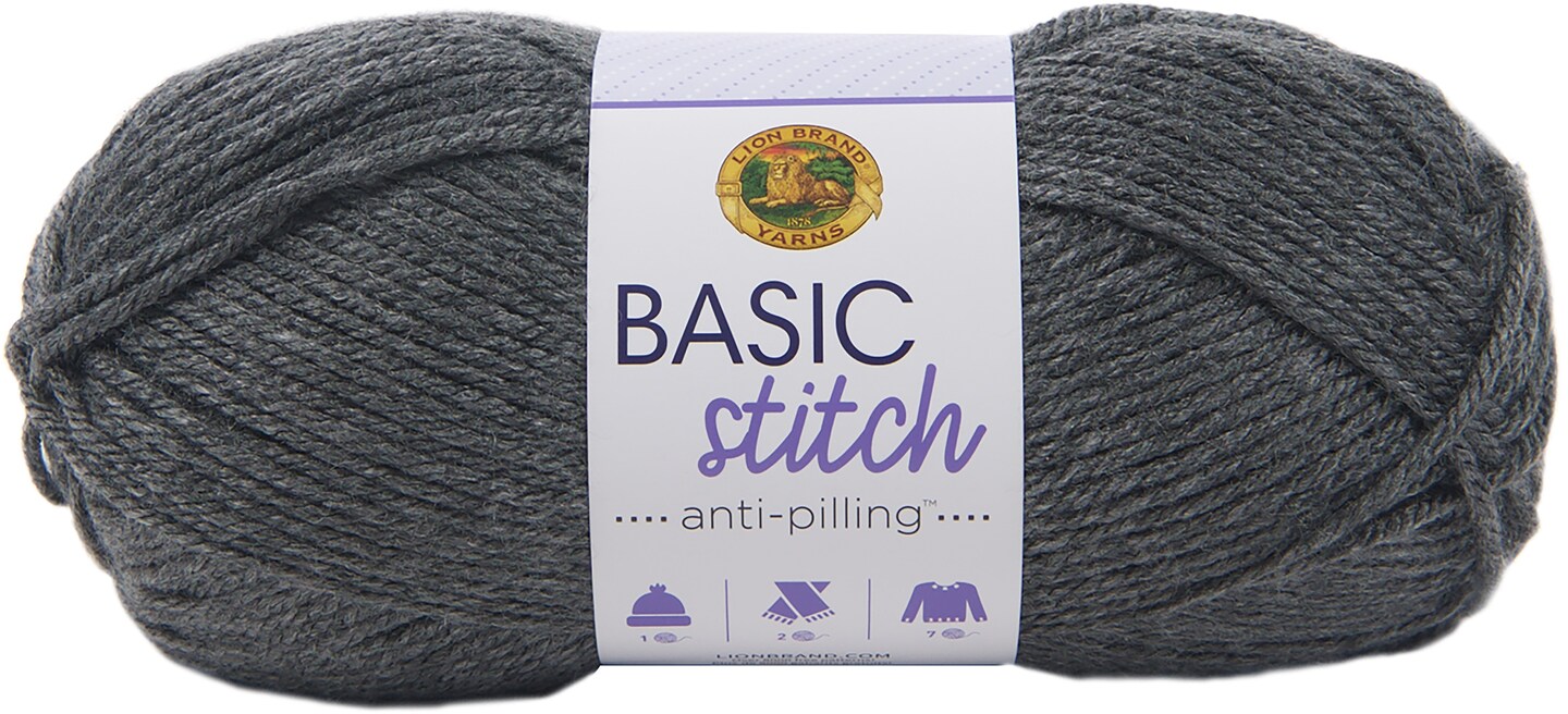 Lion Brand Basic Stitch Anti-Pilling Yarn-Charcoal Heather, 1