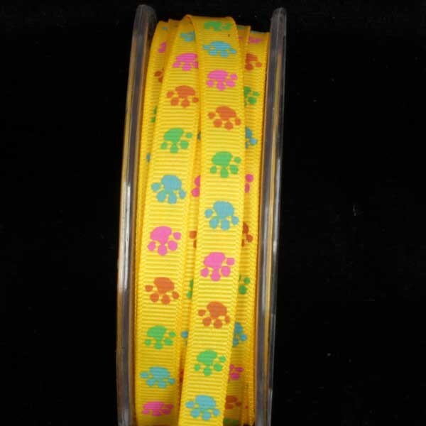The Ribbon People Vibrant Yellow Inga Paws Grosgrain Craft Ribbon 3/8&#x22; x 54 Yards