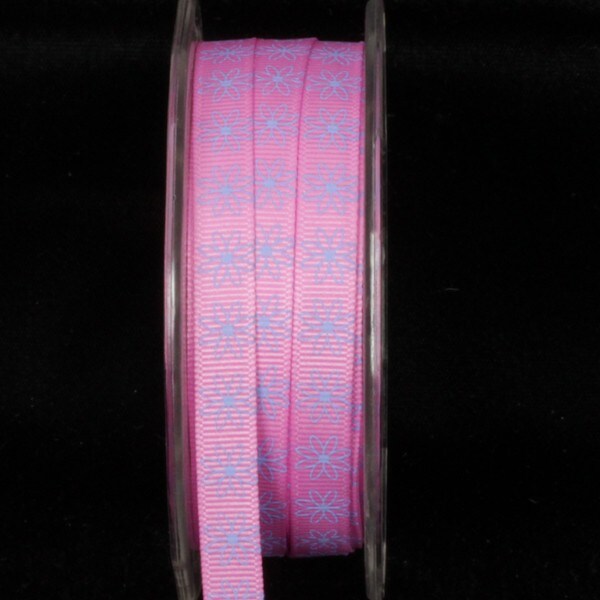The Ribbon People Pink and Blue Floral Wired Craft Ribbon 0.25" x 108 Yards