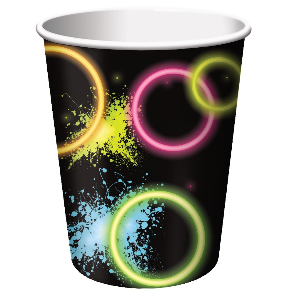 Party Central Glowing Rings Disposable Drinking Party Tumbler Cups - 9 oz. - Club Pack of 96