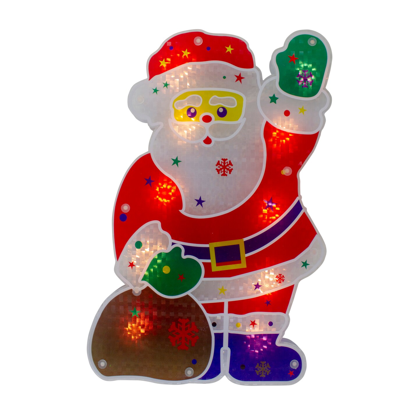 Northlight 13&#x22; Red and White Lighted Holographic Santa Claus Christmas Window Silhouette Decoration