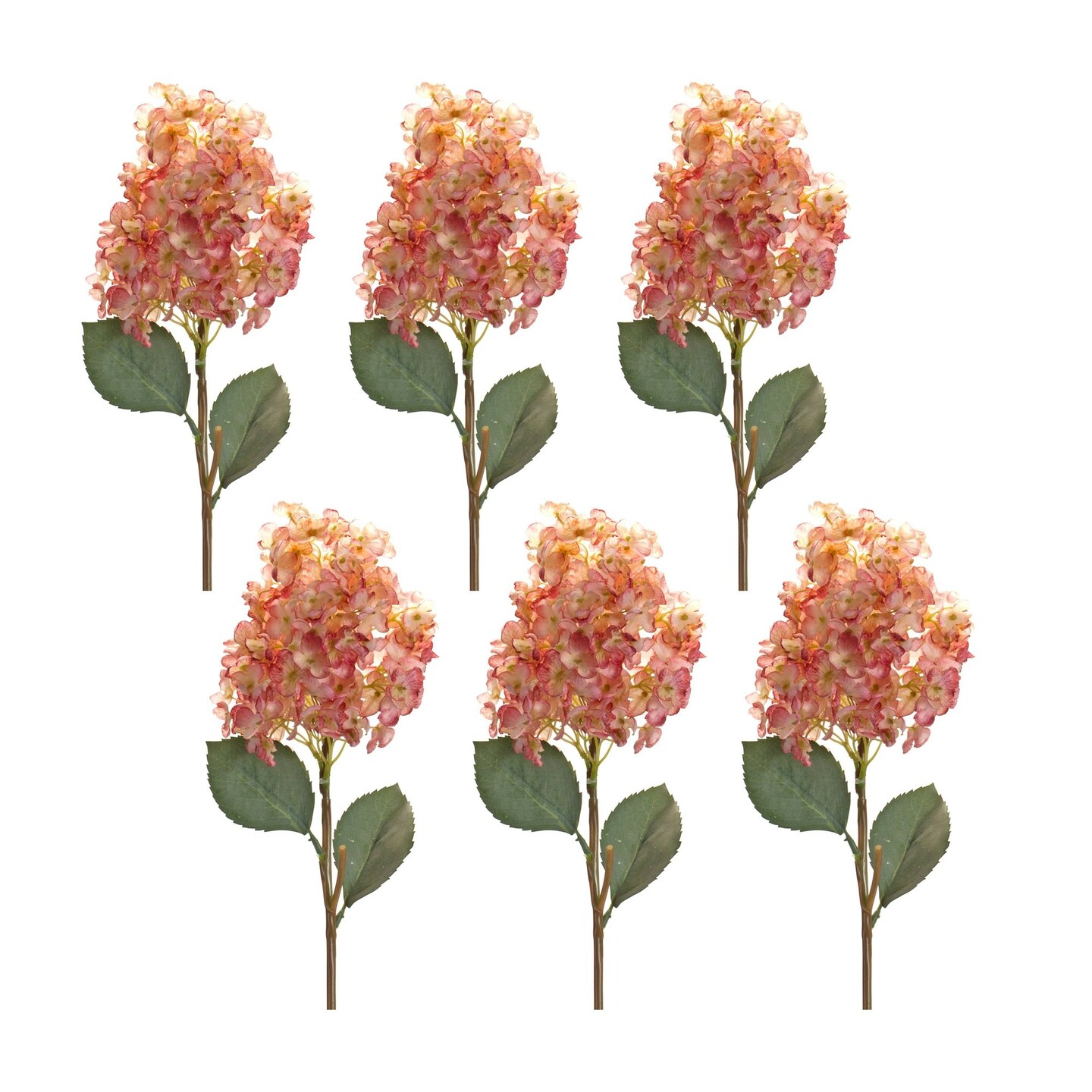 Melrose Set of 6 Pink Cone Hydrangea Floral Artificial Stems 34.5"