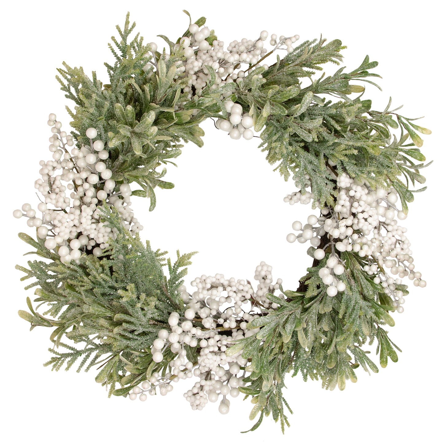 Northlight White Berry and Frosted Pine Christmas Wreath, 28-Inch, Unlit