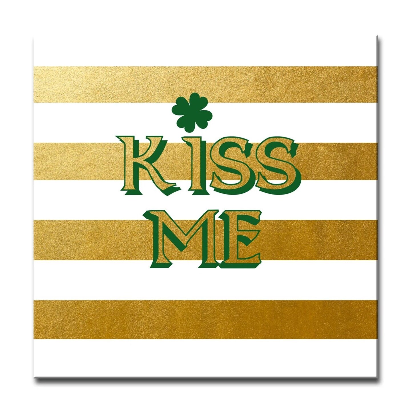 Crafted Creations Gold and White &#x22;KISS ME&#x22; Square Wall Art Decor 16&#x22; x 16&#x22;
