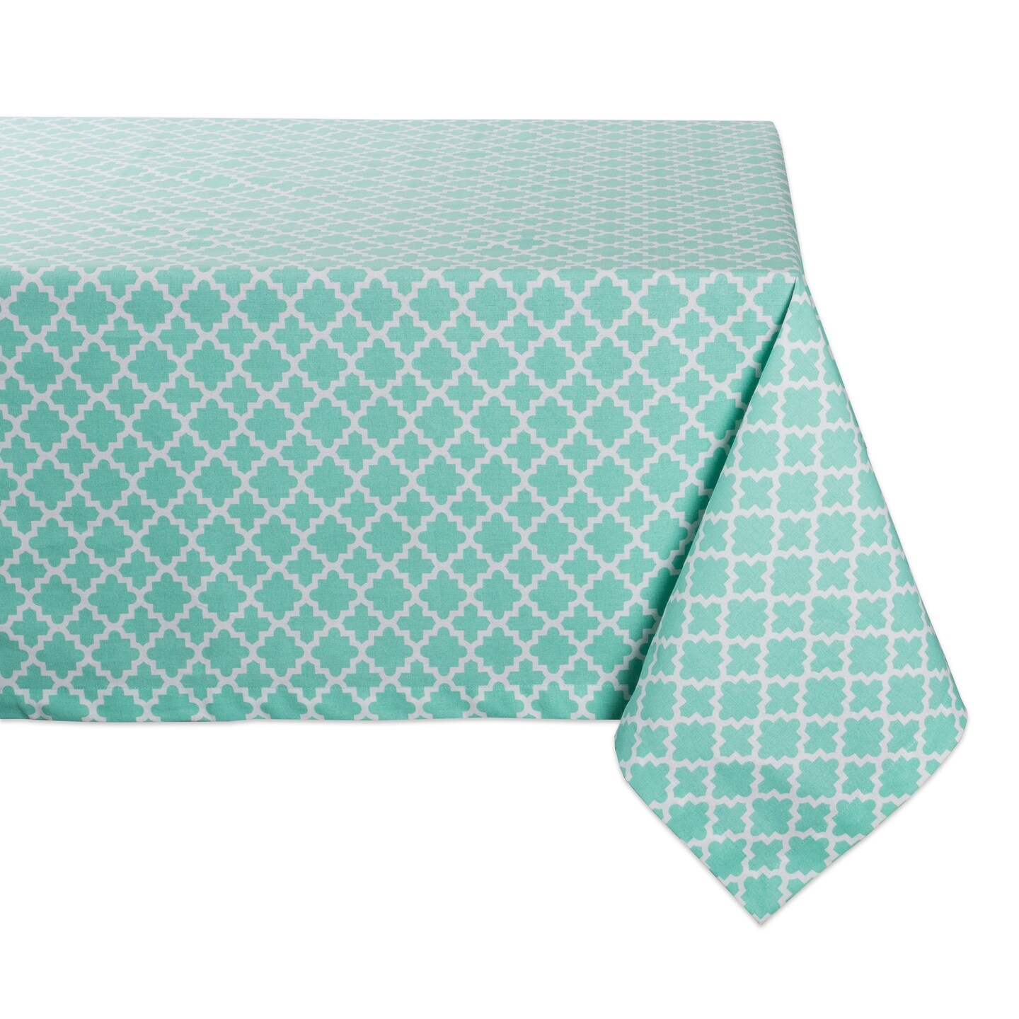 Contemporary Home Living 104&#x22; Aqua Blue Cotton Lattice Tablecloth