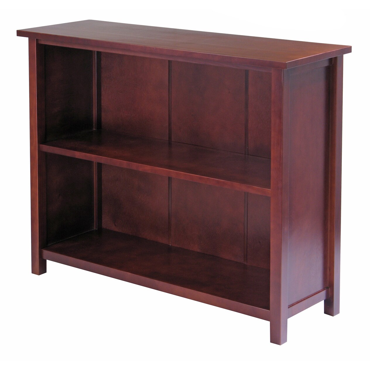 Contemporary Home Living 38.75&#x201D; Long 3-Tier Antique Walnut Finish Solid Wood Storage Shelf Bookcase
