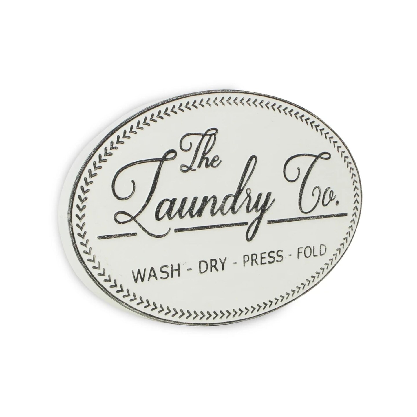Contemporary Home Living 22&#x22; White and Gray Oval The Laundry Co Wall Sign