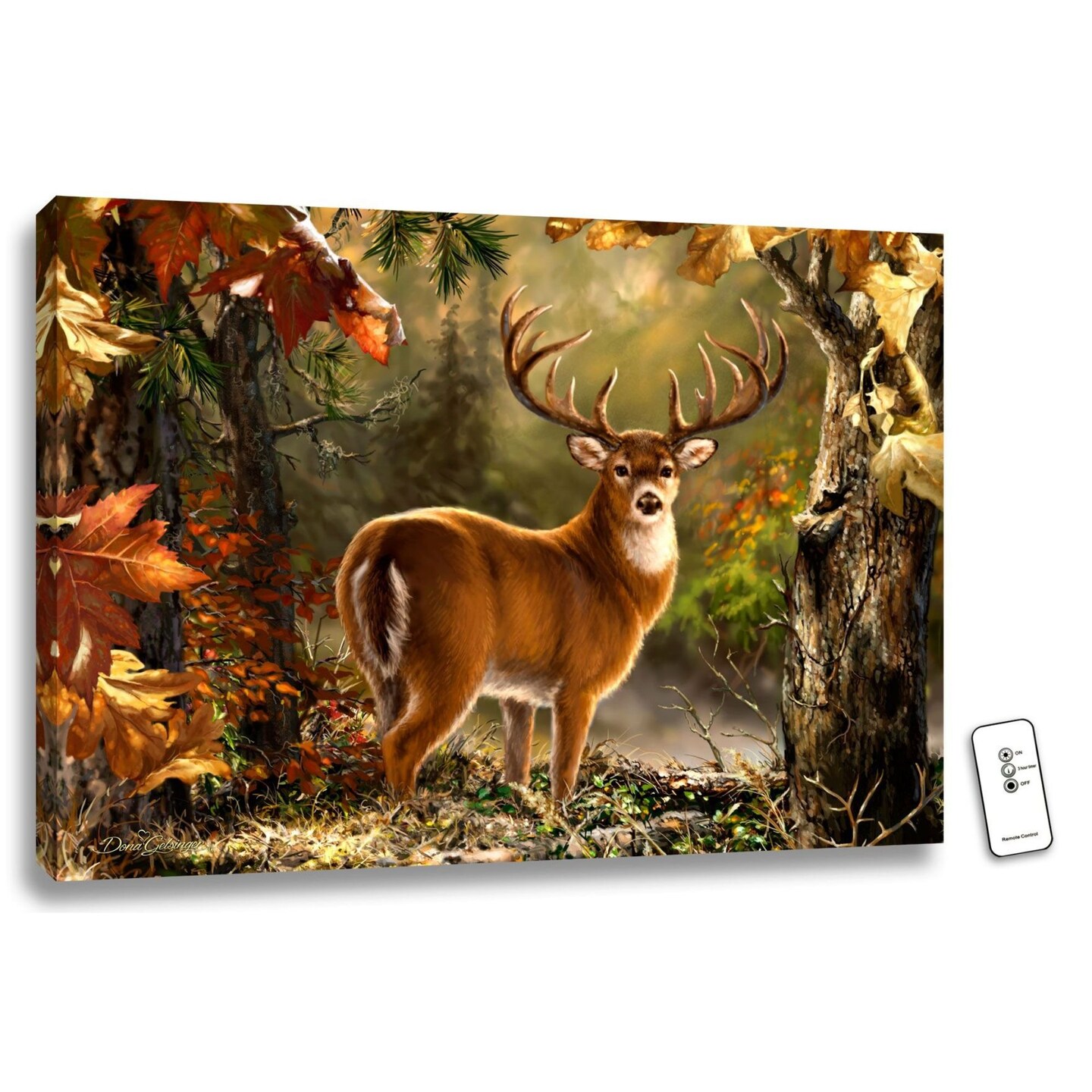 Glow Decor 18&#x22; x 24&#x22; Green and Brown Whitetail Backlit LED Wall Art with Remote Control