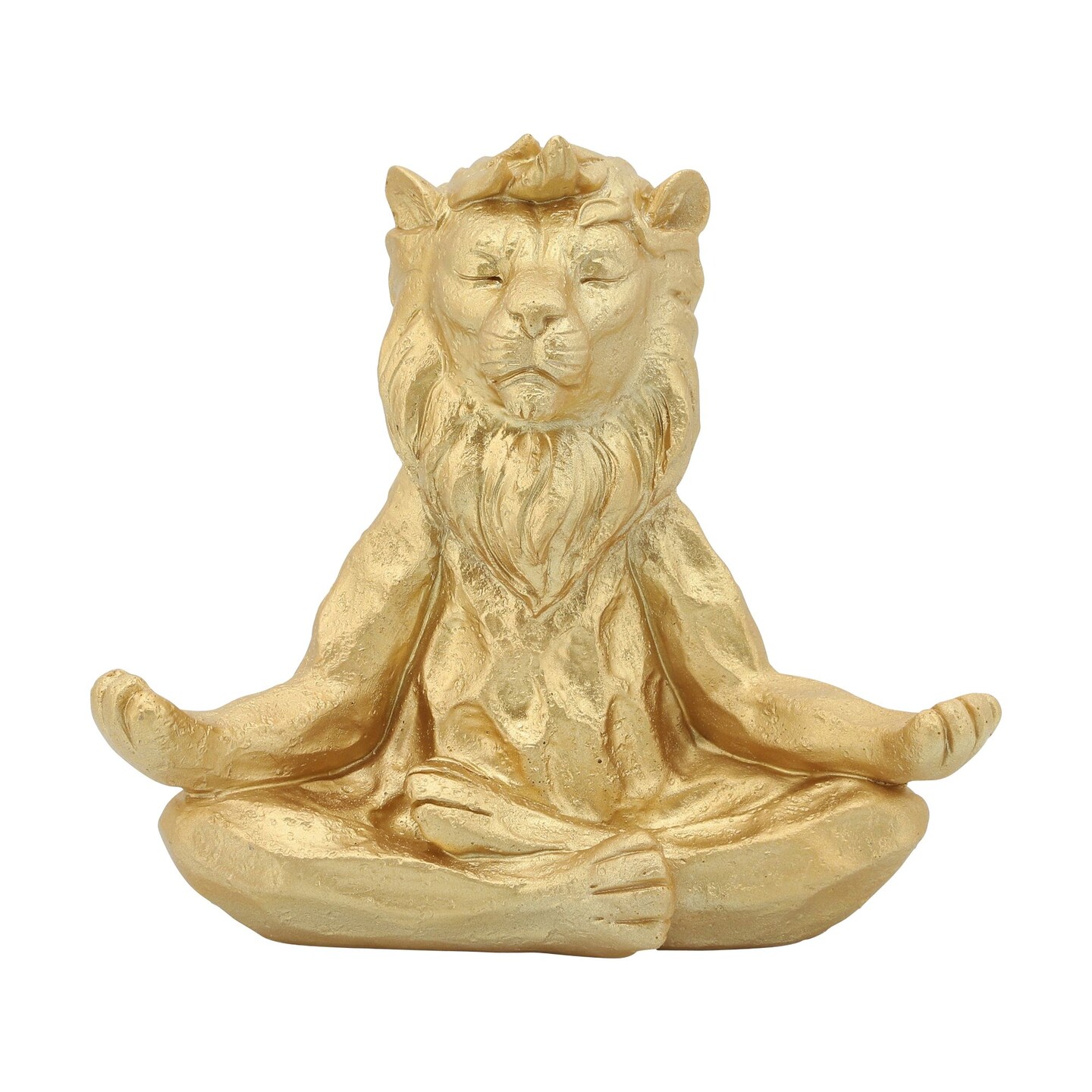Kingston Living Yoga Lion Tabletop Figurine - 7&#x22; - Gold