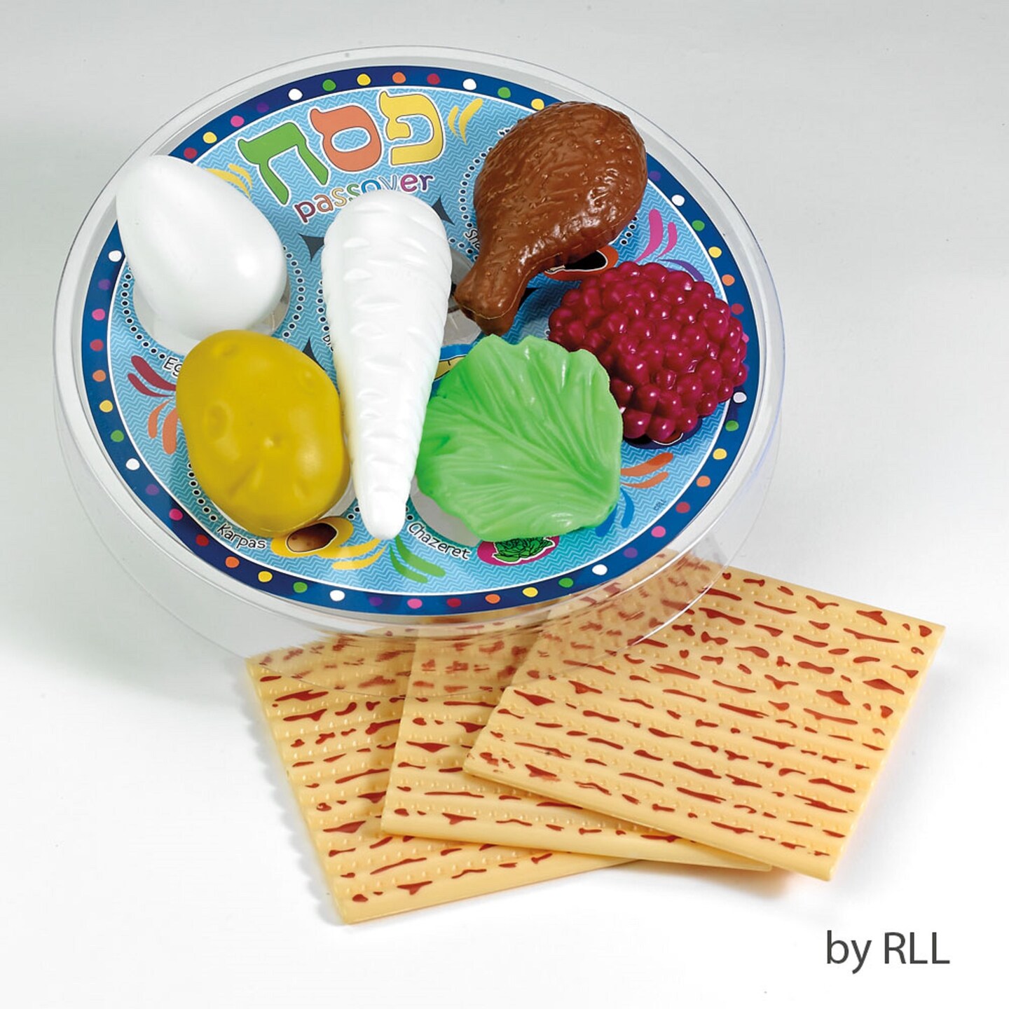 Rite Lite 10pc Blue and Beige Passover Deluxe Children Play Seder Set 4.25&#x22;