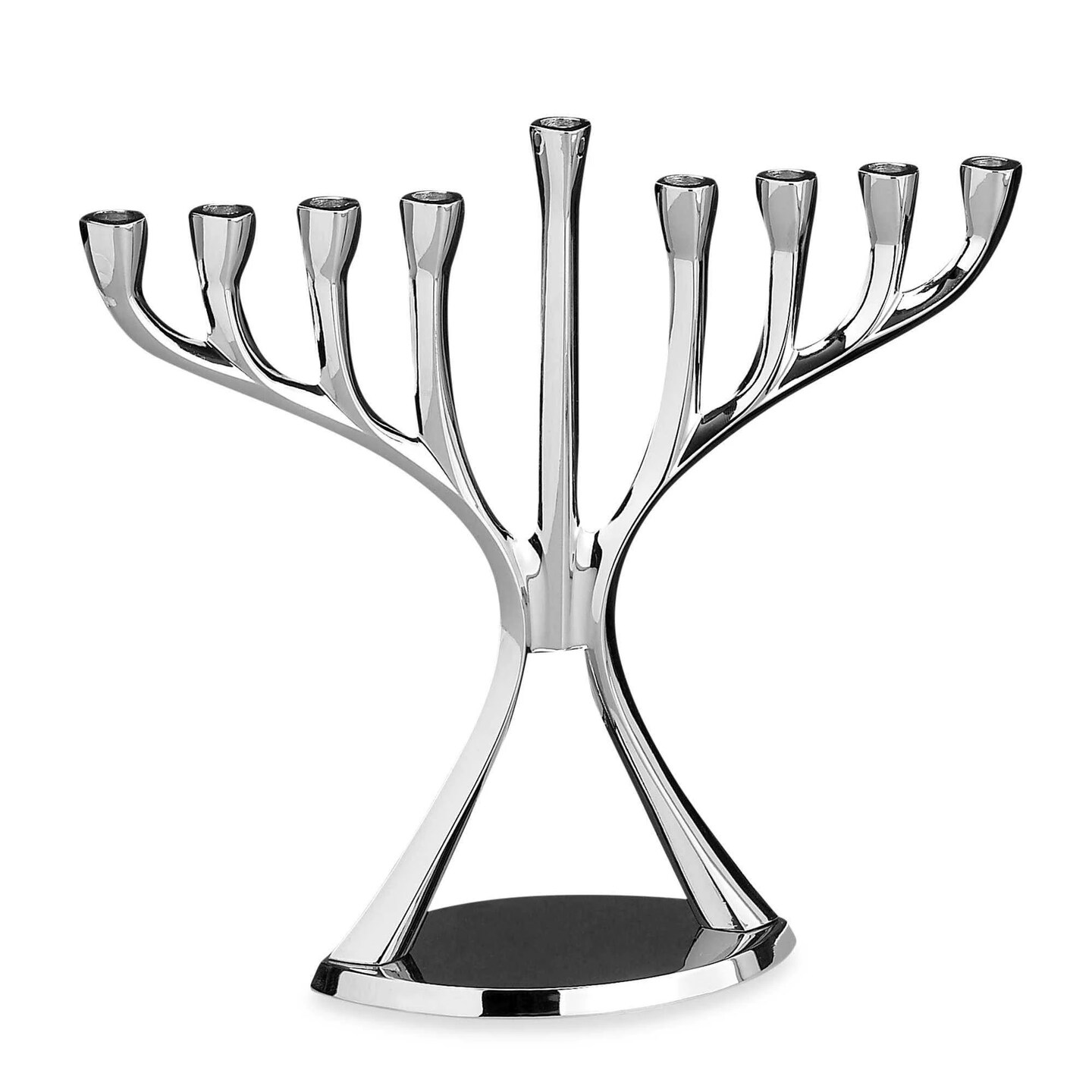 Rite Lite 8.75&#x22; Silver Shiny Contemporary Hanukkah Menorah