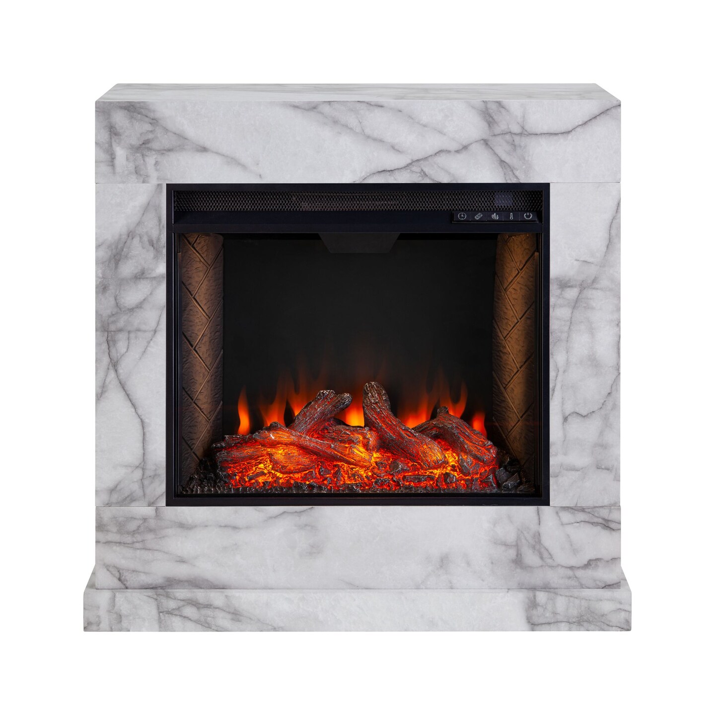 Southern Enterprises 50&#x22; White and Gray Contemporary Rectangular Smart Fireplace