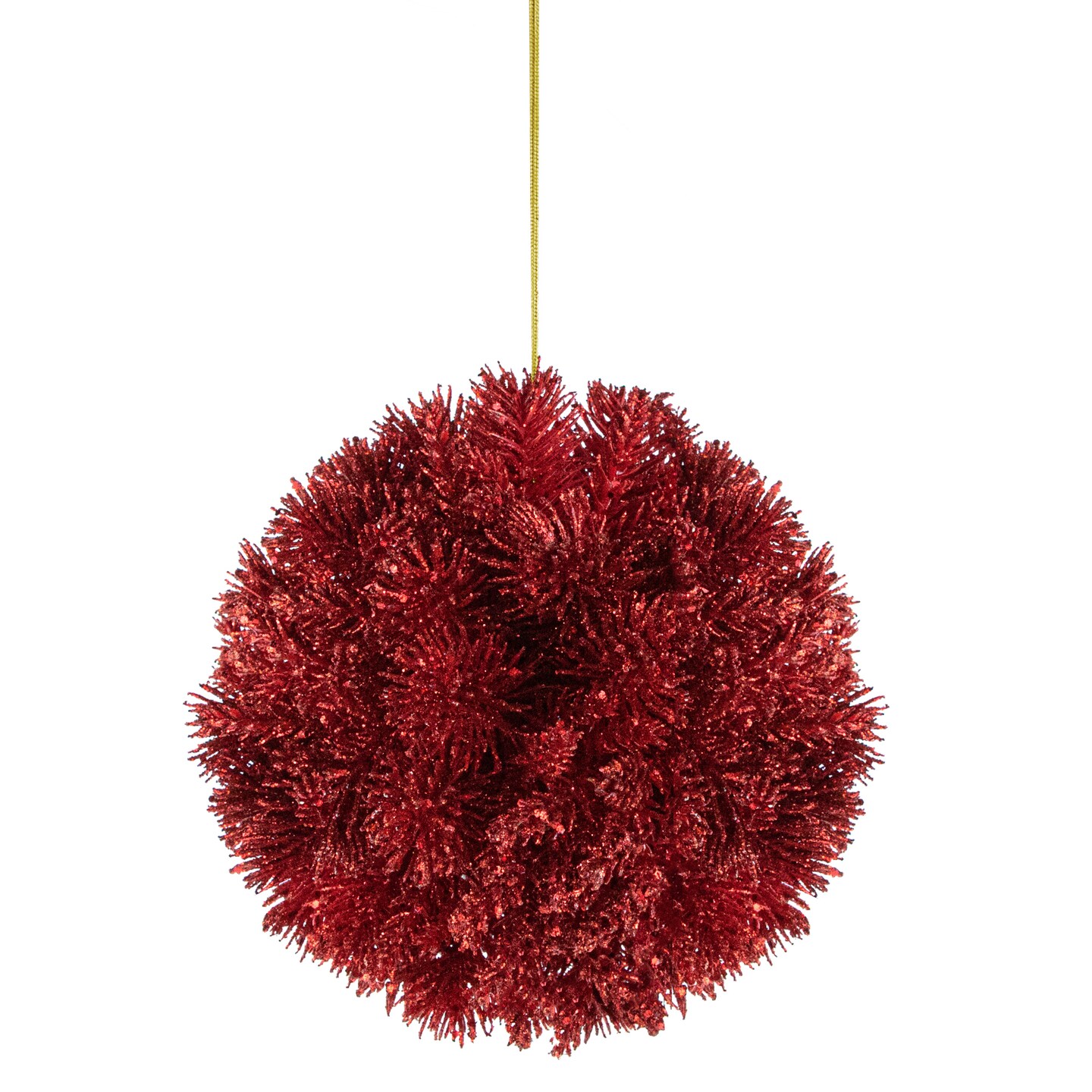 Northlight Glitter Pine Christmas Ball Ornament - Red - 6&#x22;