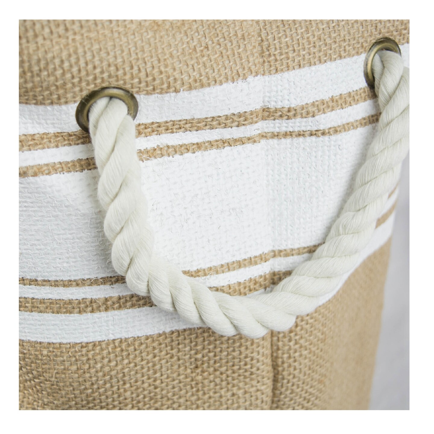 Contemporary Home Living 15" Brown and White Round Medium Storage Basket