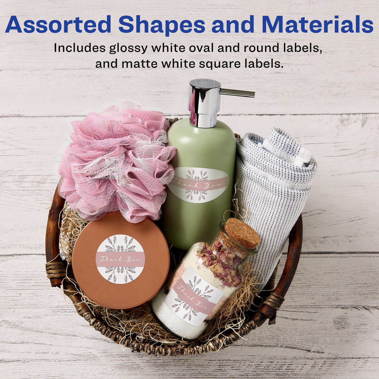 Avery Labels Variety Pack, Sure Feed Technology, Laser/Inkjet, Assorted Label Shapes, 126 Labels (80510)