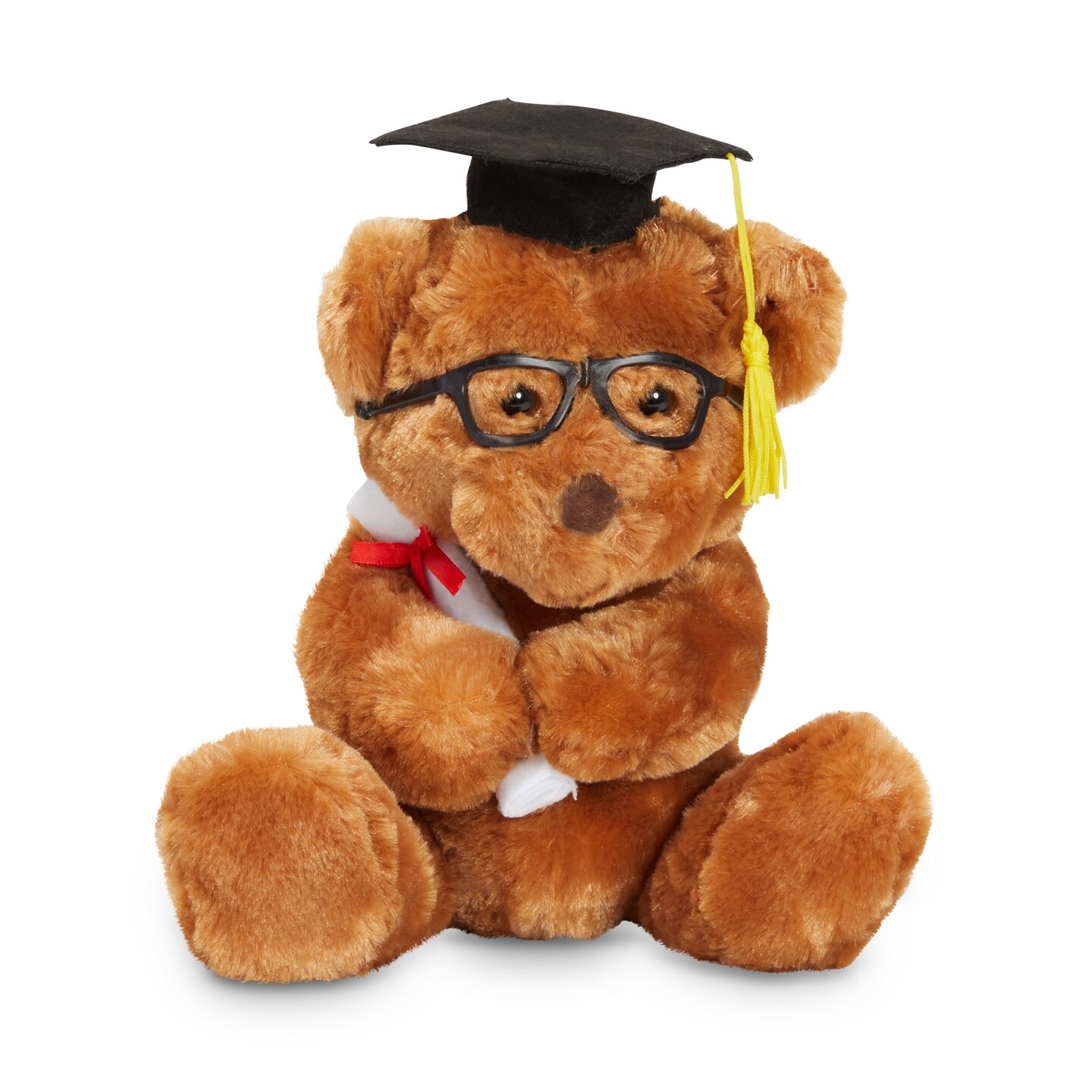 2024 Graduation Bear Plush, Stuffed Animal Toy Gift with Glasses, Cap &#x26; Diploma, Brown, 10.5 in