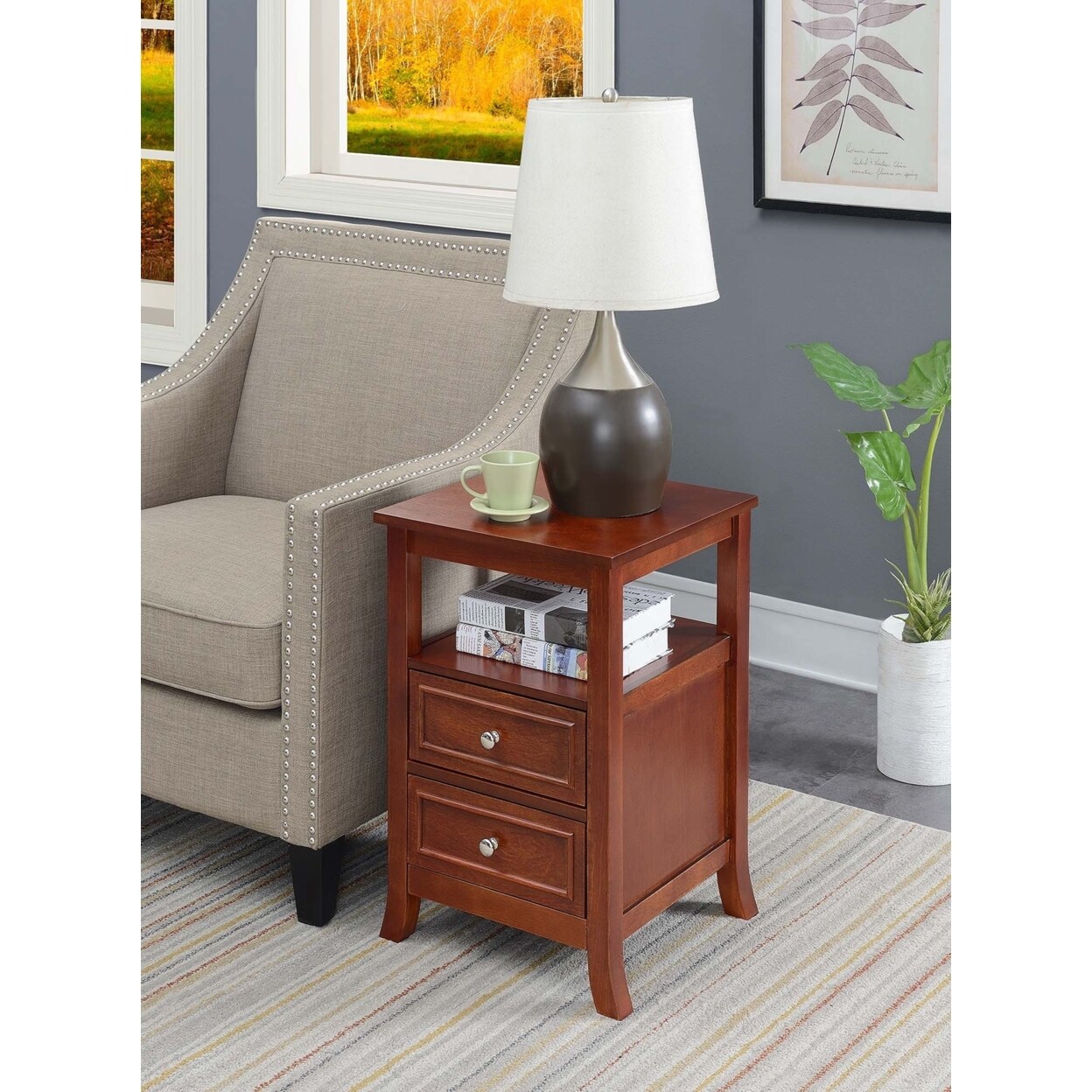 Convenience Concepts Melbourne End Table, Mahogany