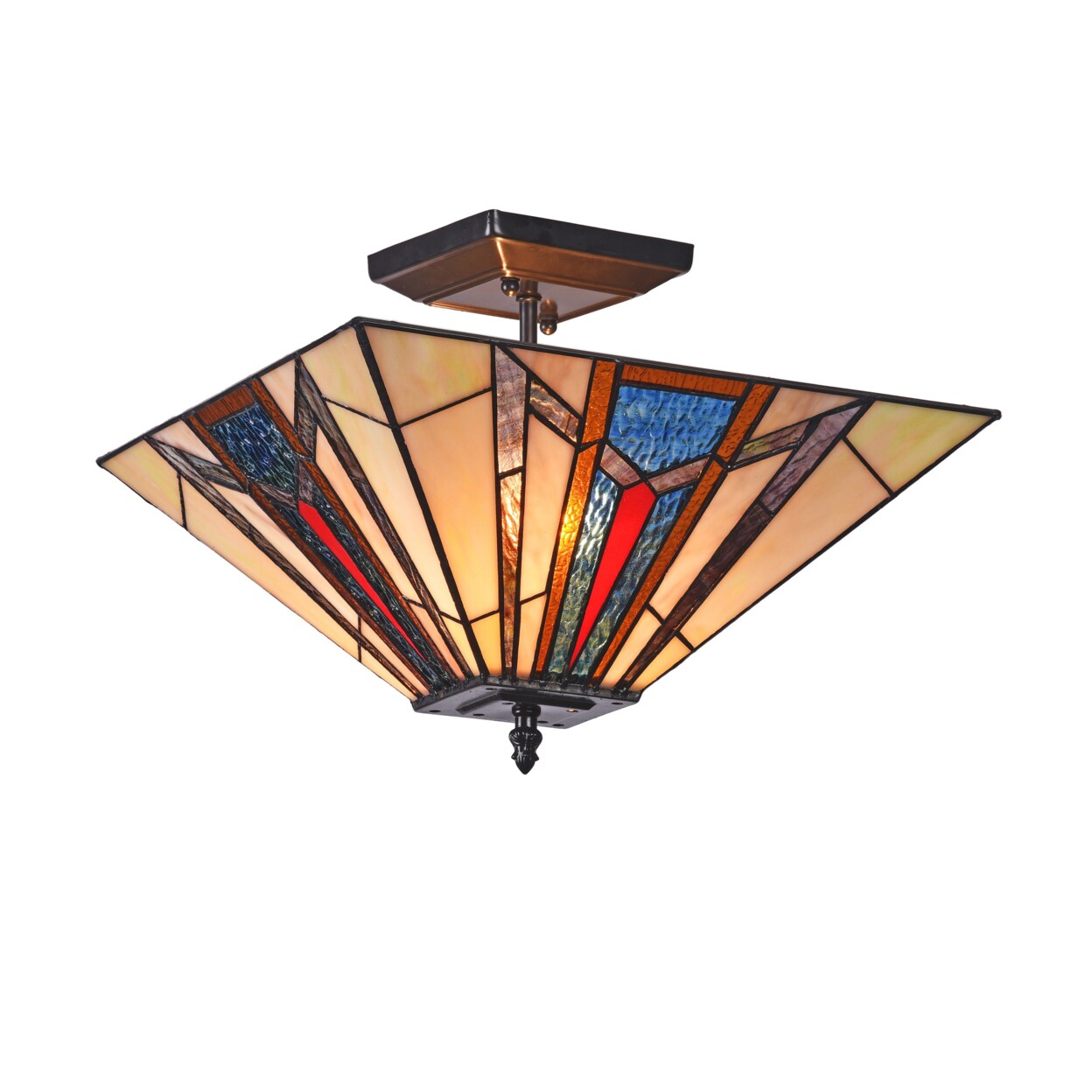 CHLOE Lighting Lighting MAXWELL Mission 2 Light Blackish Bronze Semi-flush Ceiling Fixture 14" Wide
