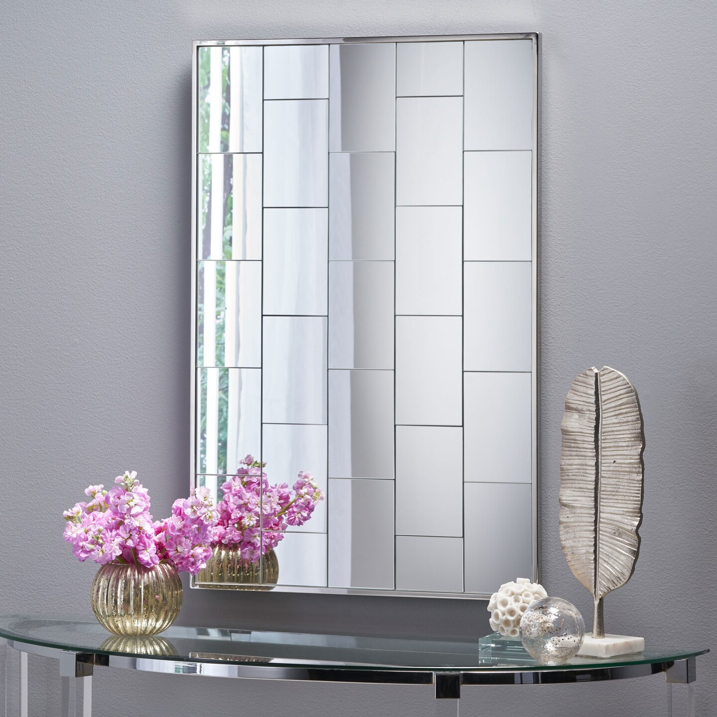 GDFStudio Sade Glam Brick Patterned Wall Mirror