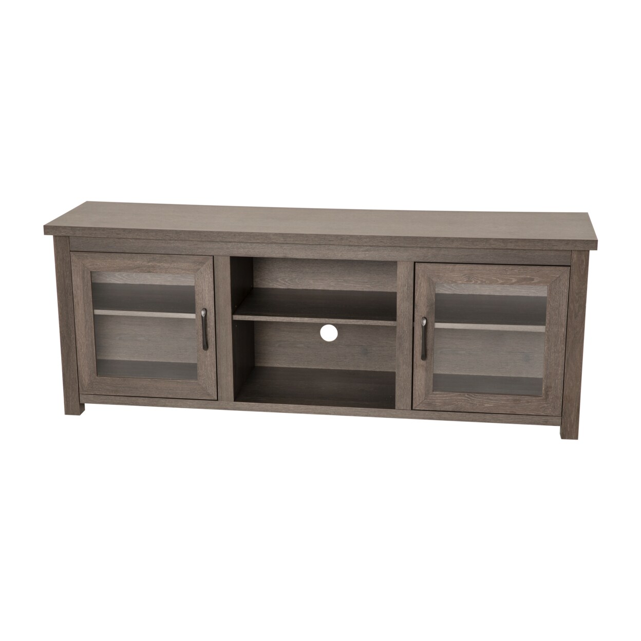 Flash Furniture Sheffield Classic TV Stand up to 80&#x22; TVs - Modern Black Wash Finish with Full Glass Doors  - 65&#x22; Engineered Wood Frame - 3 Shelves