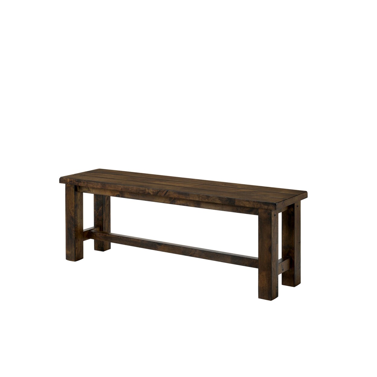 Saltoro Sherpi Transitional Style Rectangular Solid Wood Bench with Block Legs, Brown-