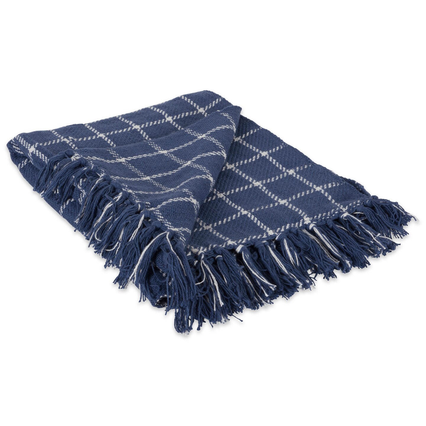 Contemporary Home Living French Blue and White Rectangular Plaid Throw Blanket 50&#x22; x 60&#x22;