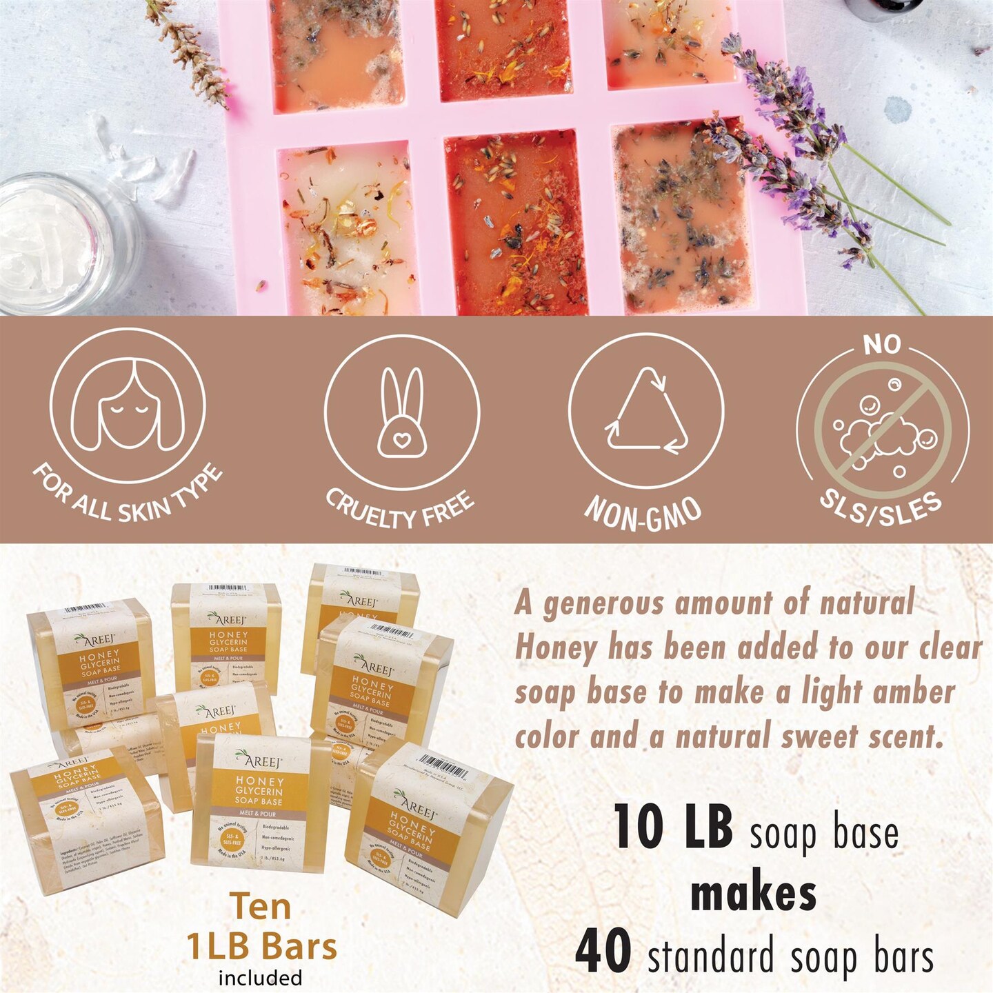 AREEJ HONEY GLYCERIN SOAP BASE SLS-FREE