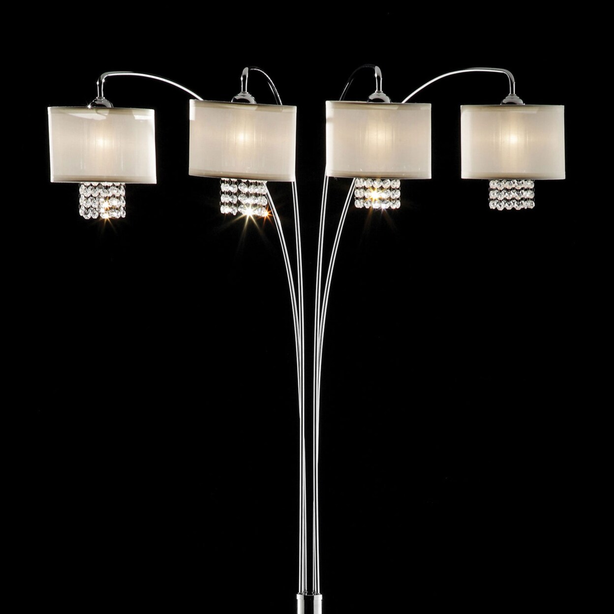 Saltoro Sherpi 4 Shade Contemporary Metal Arch Lamp with Marble Base, Ivory-