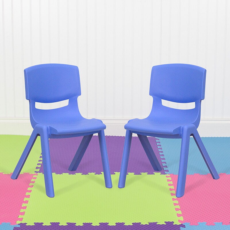 Flash Furniture 2 Pack Blue Plastic Stackable School Chair with 12" Seat Height