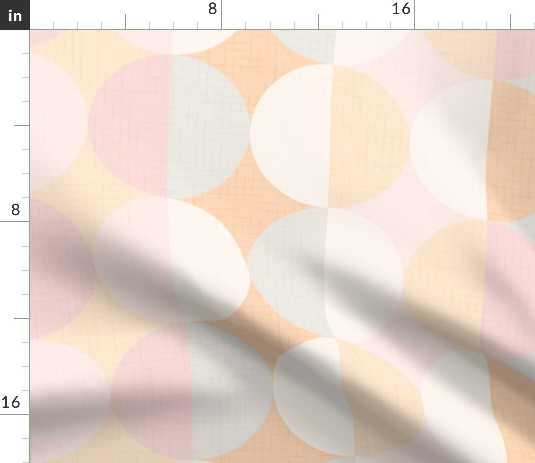Pink Orange Vintage Retro Geometric Large Scale Semicircles Apricot Mid Century Modern Custom Printed Fabric by Spoonflower Various Fabrics by the Yard or Fat Quarter