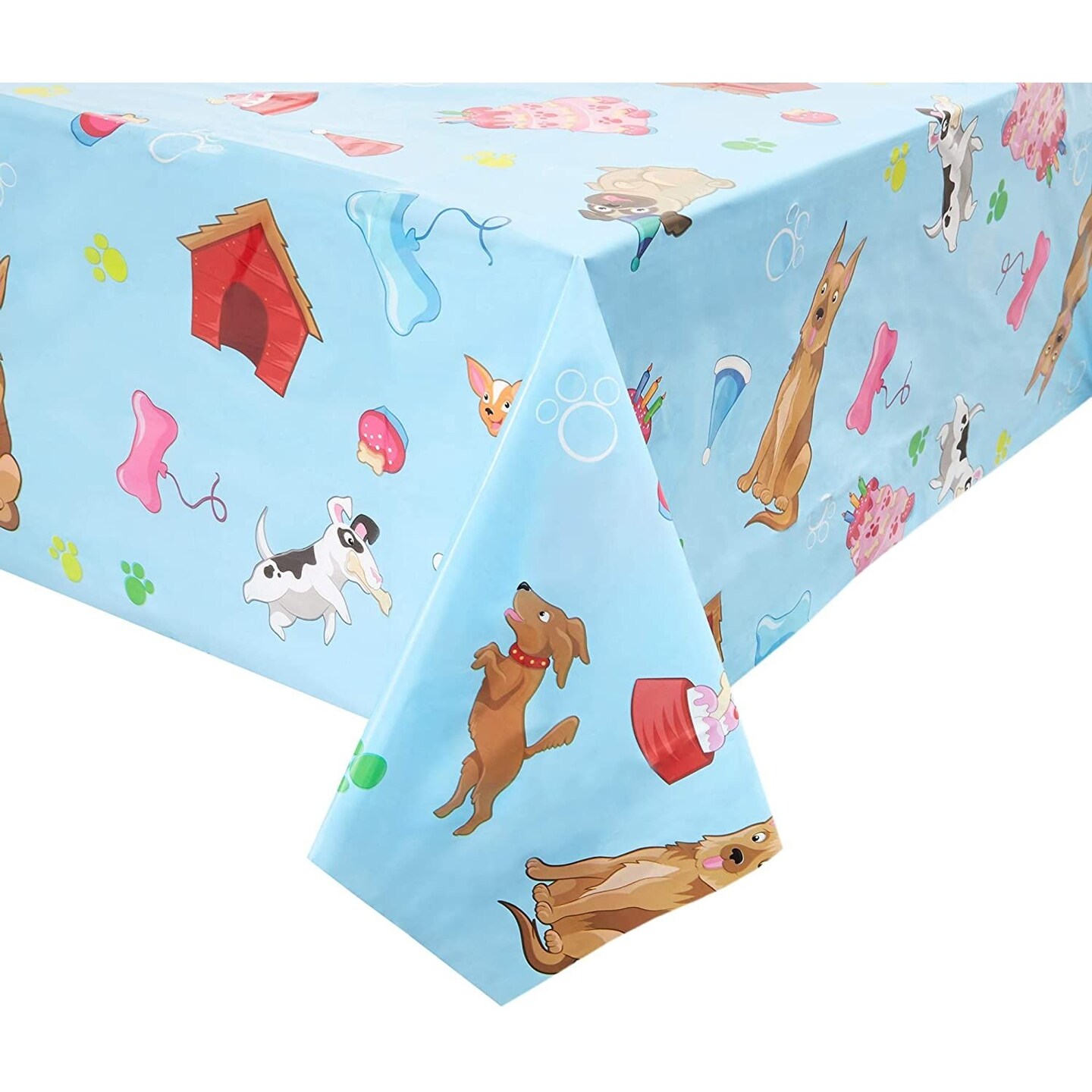 3 Pack Puppy Dog Themed Party Tablecloth (54 x 108 in, Rectangle)