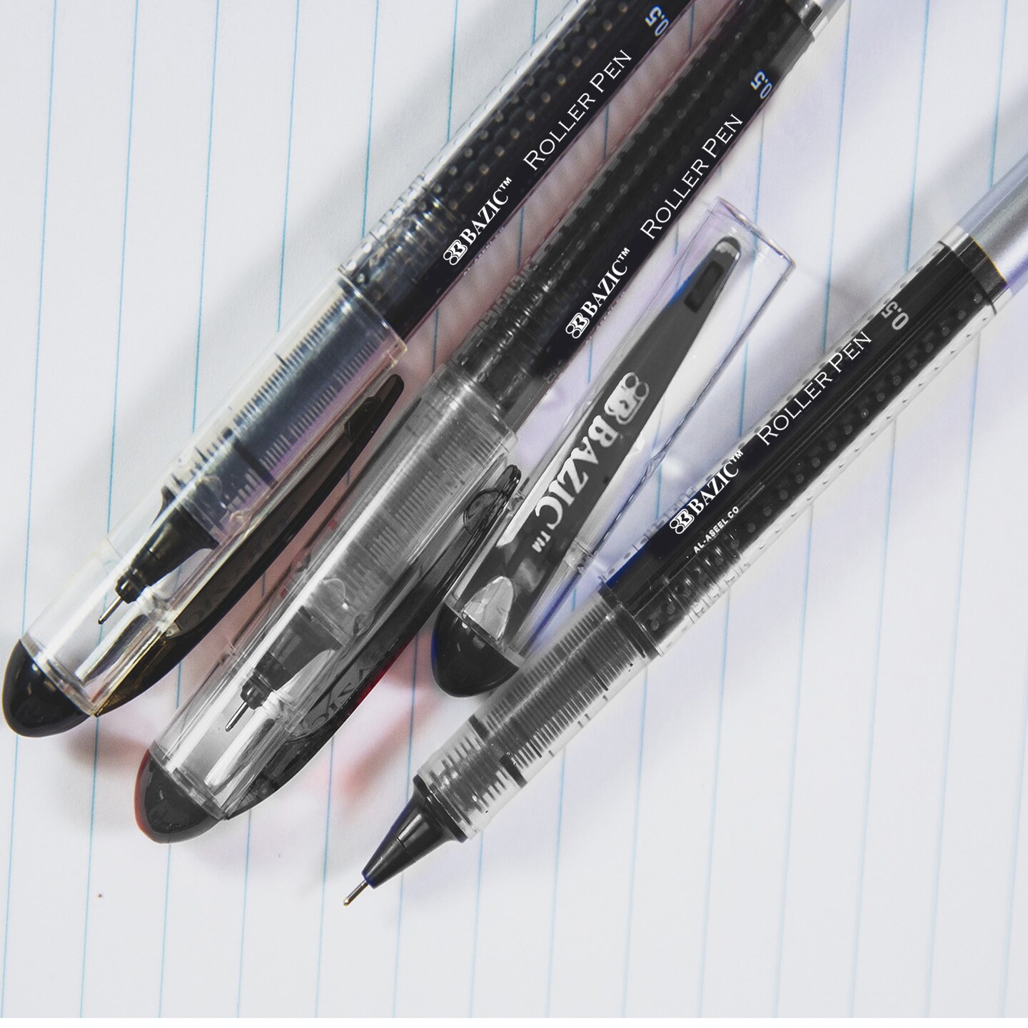 BAZIC Norte Black Needle-Tip Rollerball Pen (3/Pack)