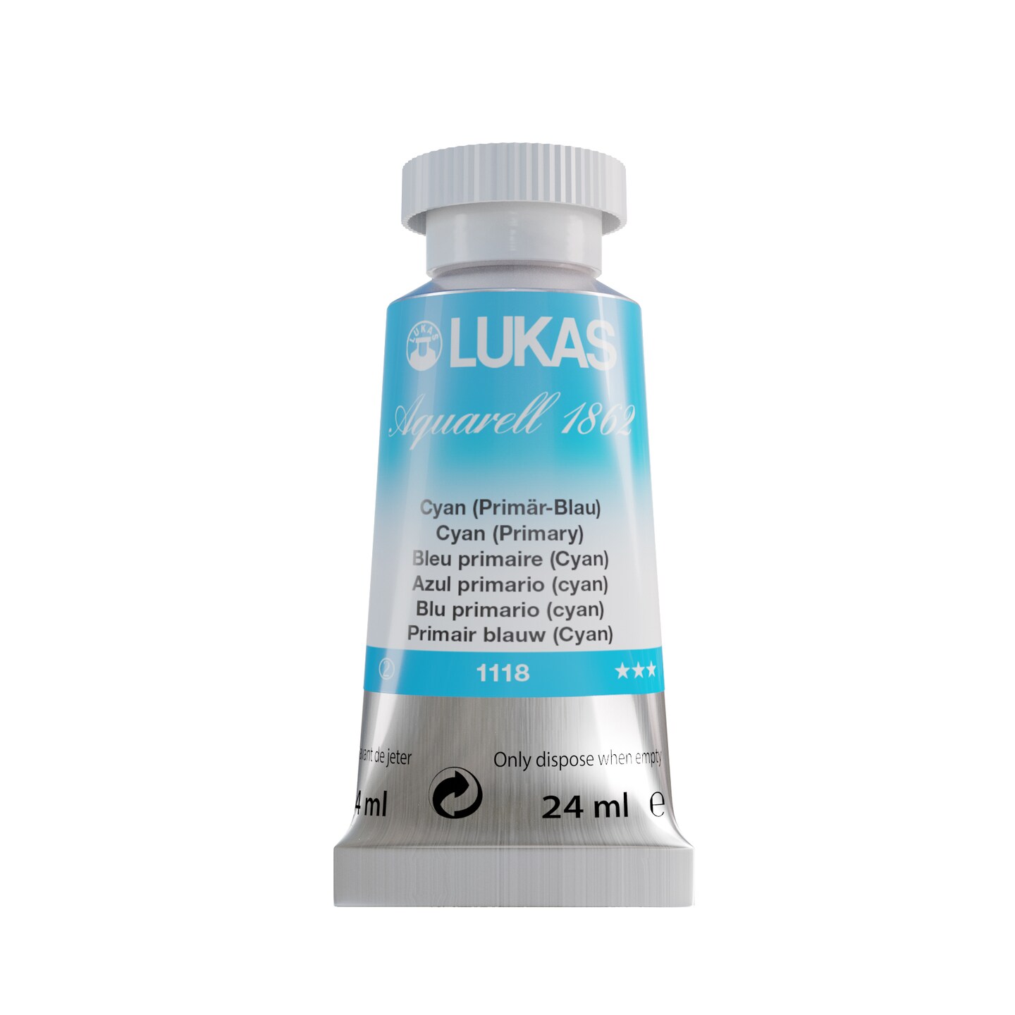 LUKAS 1862 Aquarell Artists&#x27; Watercolor Tubes, 24ml - Vibrant Professional Grade Watercolor Paint - Easy-to-Wet, Intense Color, Long-lasting - Ideal for Professional Watercolorists