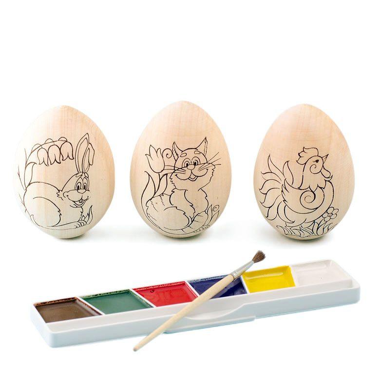Set of 3 Unfinished Wooden Easter Eggs 3 Inches