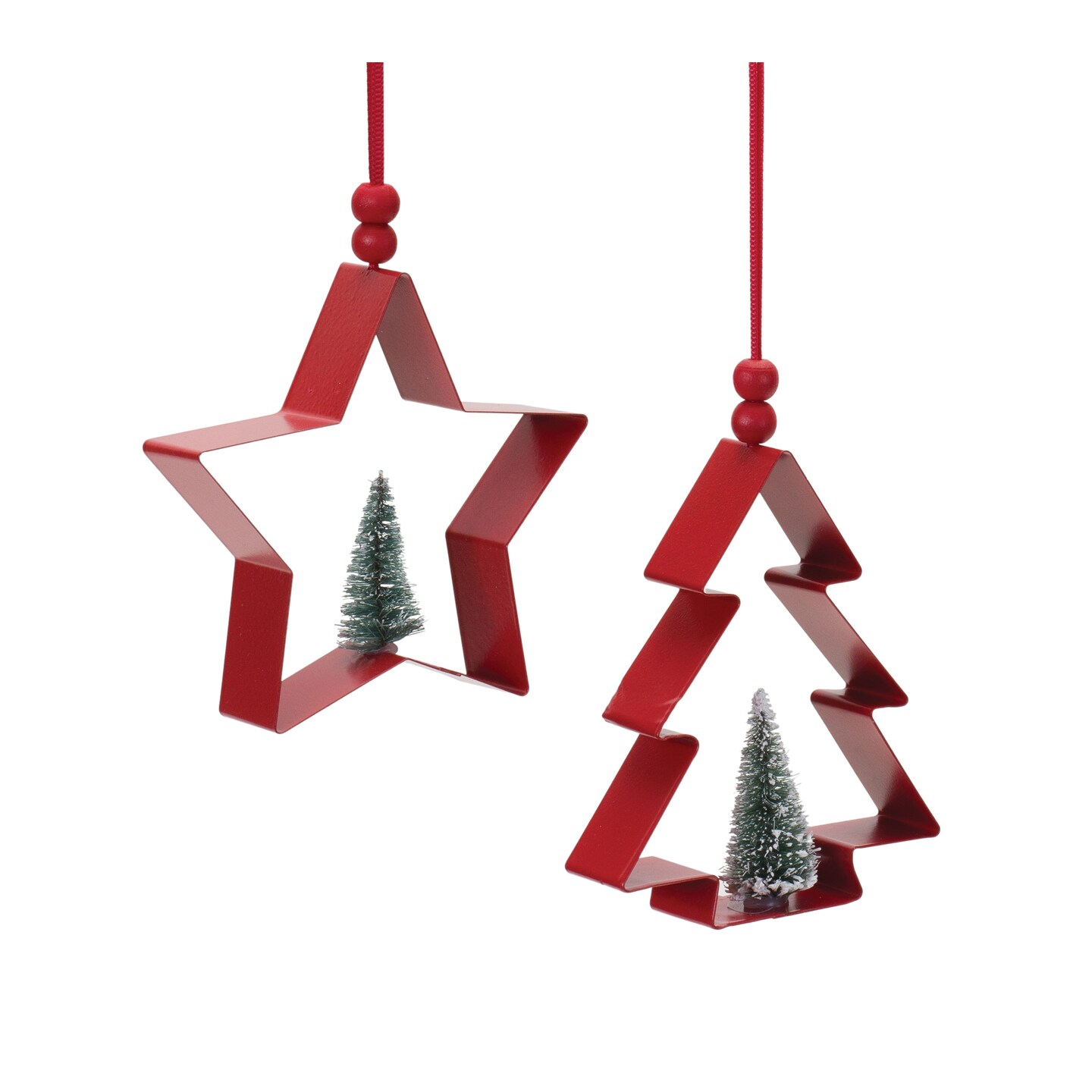 Melrose 6ct Star and Pine Tree Cookie Cutter Christmas Ornaments 4.75"
