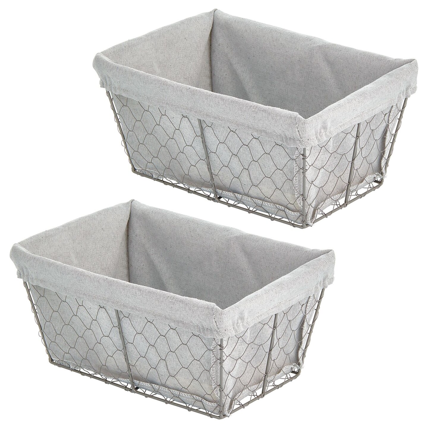 mDesign Medium Chicken Wire Basket with Fabric Liner