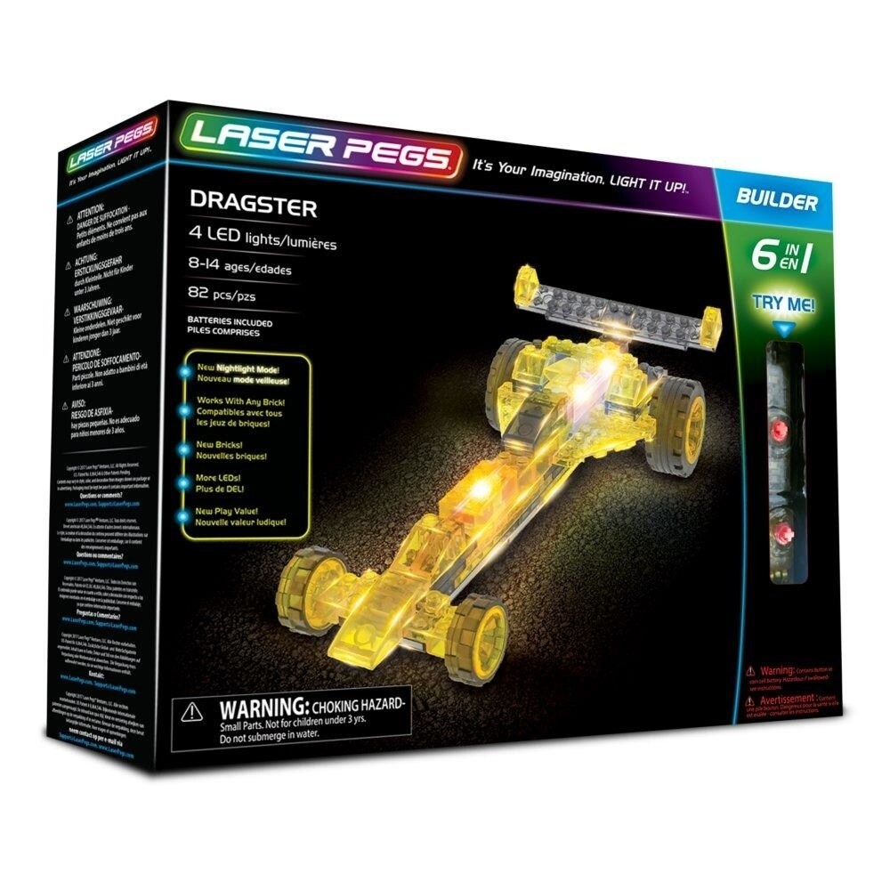 Laser Pegs Dragster 6-in-1 Building Set   LED Lights Imagination Racing Kit