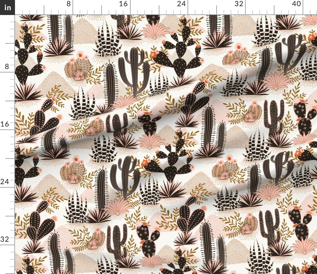 Petal Signature Cotton by the Yard or Fat Quarter Southwestern Cacti Modern Rustic Country Western Style Down Home Cowboy Cowgirl Custom Printed Fabric by Spoonflower