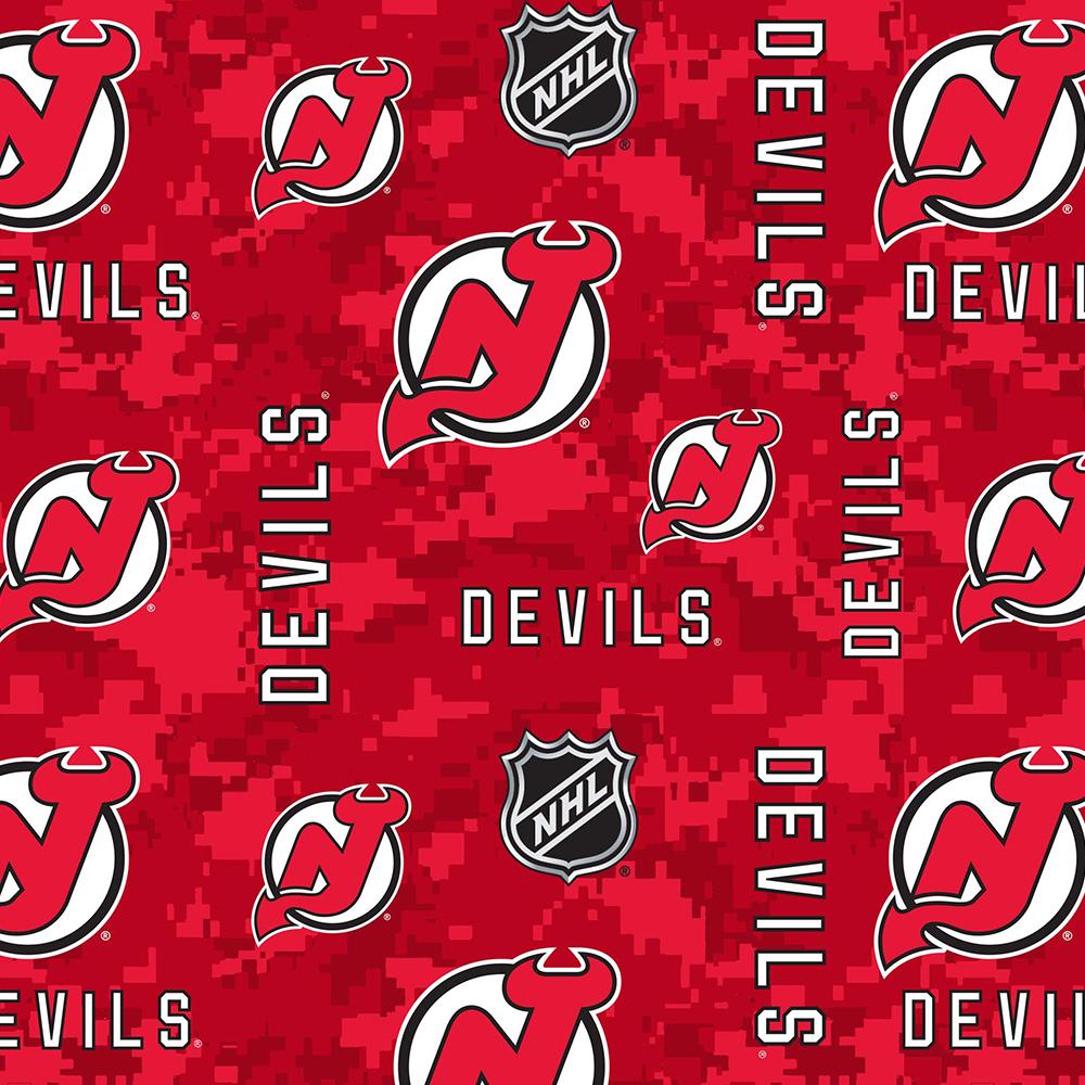 Sykel Enterprises NHL Team Fleece Blanket Fabric-New Jersey Devils Digital Camo Fleece Fabric