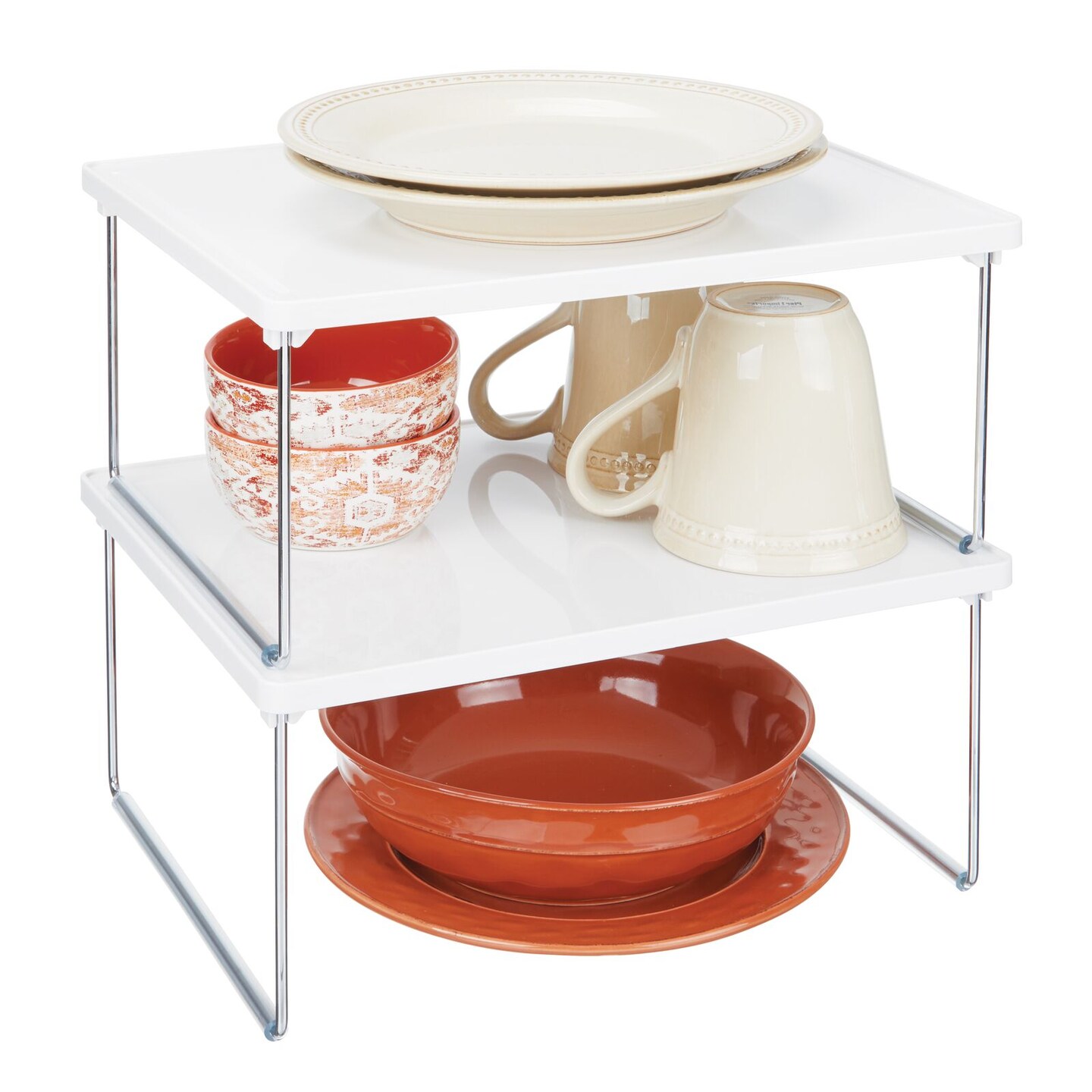mDesign Metal Kitchen Cabinet Shelf Stacking Storage Organizer