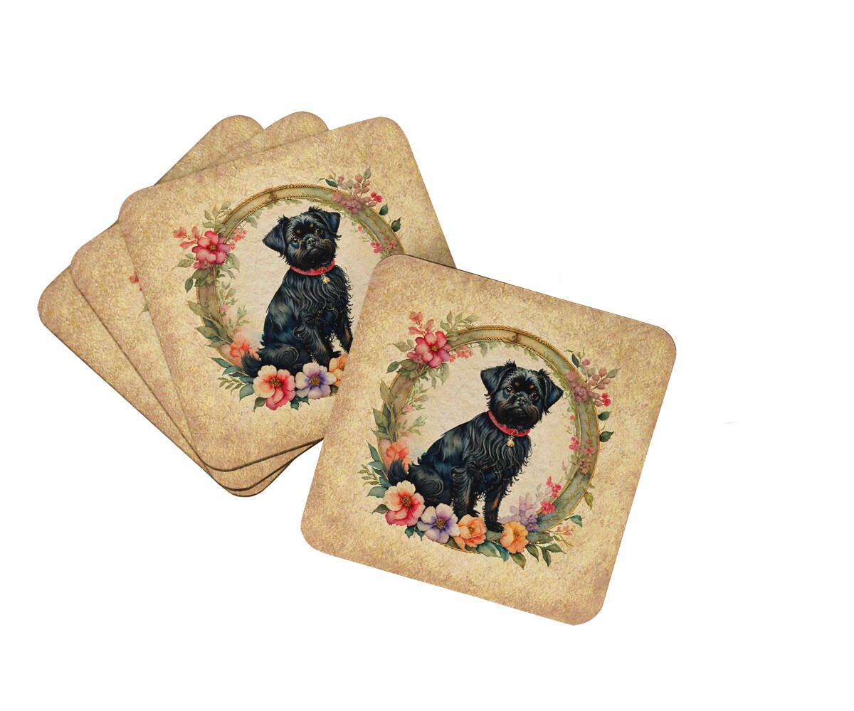 Caroline&#x27;s Treasures Affenpinscher and Flowers Foam Coasters