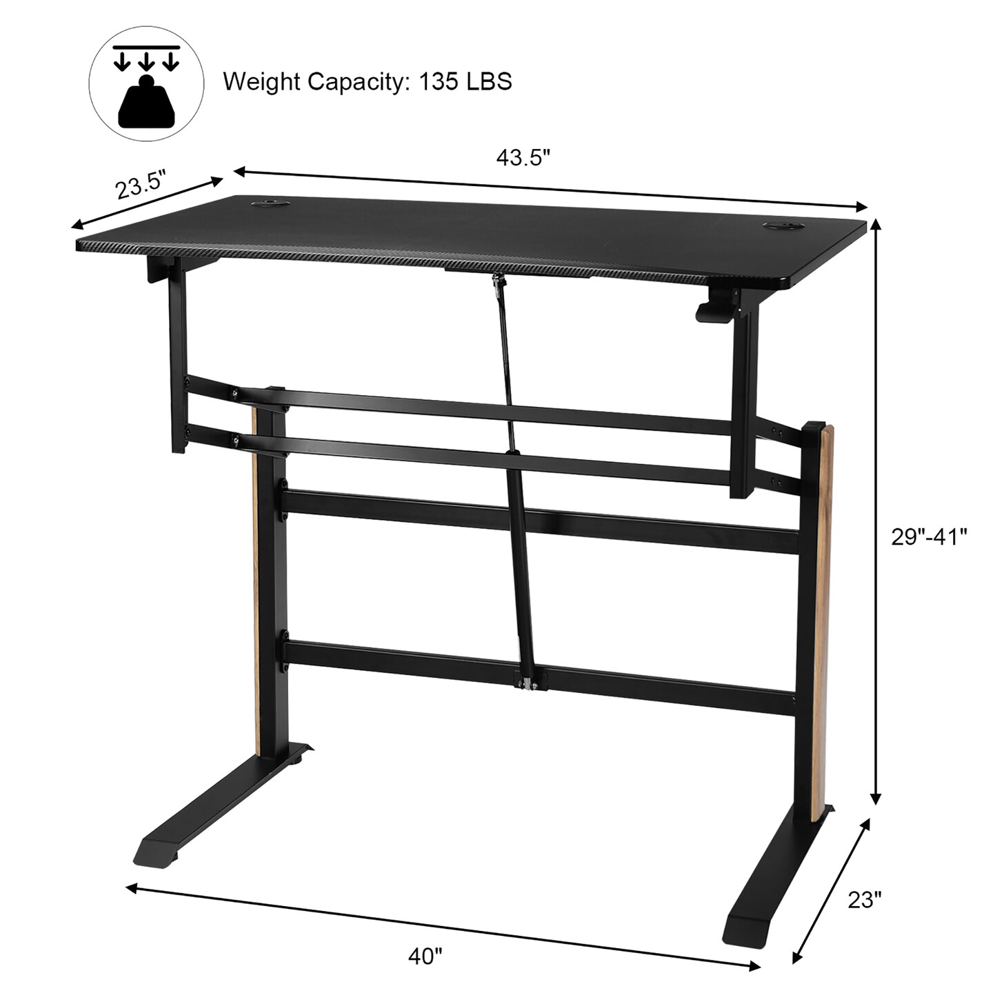 Costway Pneumatic Height Adjustable Standing Desk Sit to Stand Computer Desk Workstaion