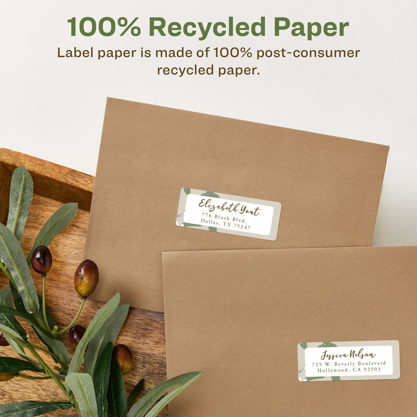 Avery EcoFriendly Recycled Address Labels, 1&#x22; x 2-5/8&#x22;, White, Permanent Label Adhesive, 3,000 Printable Labels (48460)