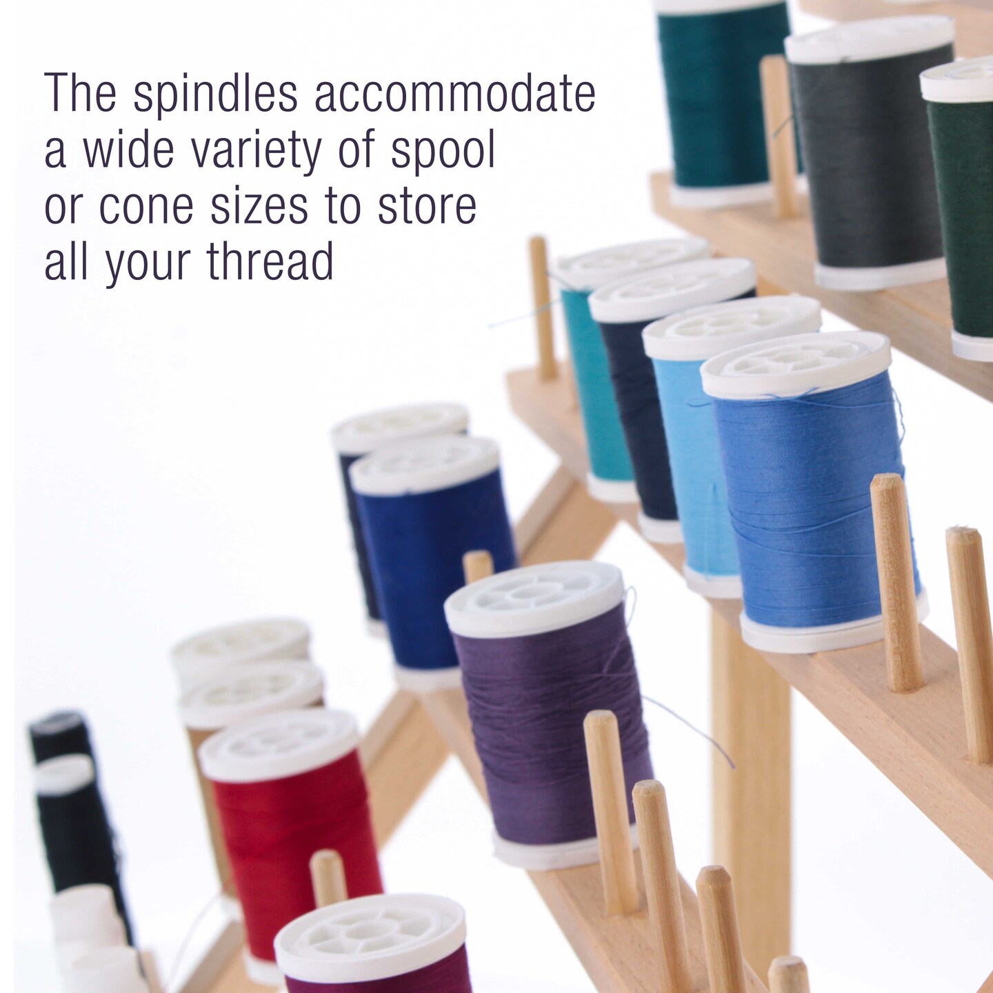 Premium Beechwood 60-Spool Sewing &#x26; Embroidery Thread Rack