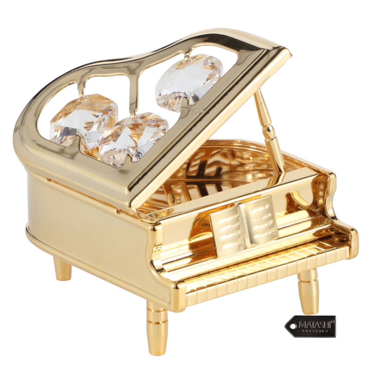 Matashi 24K Gold Plated Crystal Studded Grand Piano Ornament Holiday Decor Gift For Christmas Mothers Day Birthday