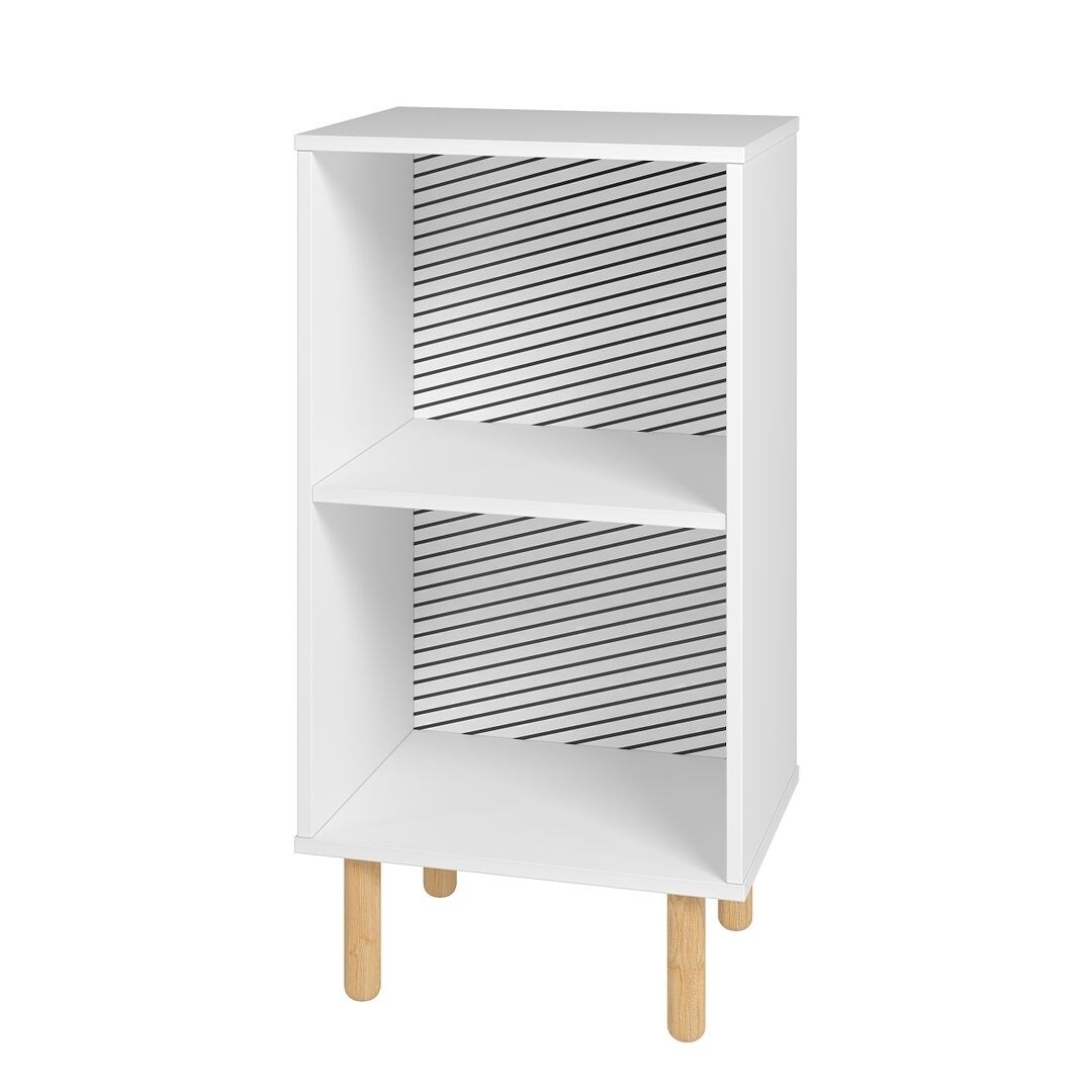 Manhattan Comfort Essex Nightstand with 2 Shelves in White and Zebra