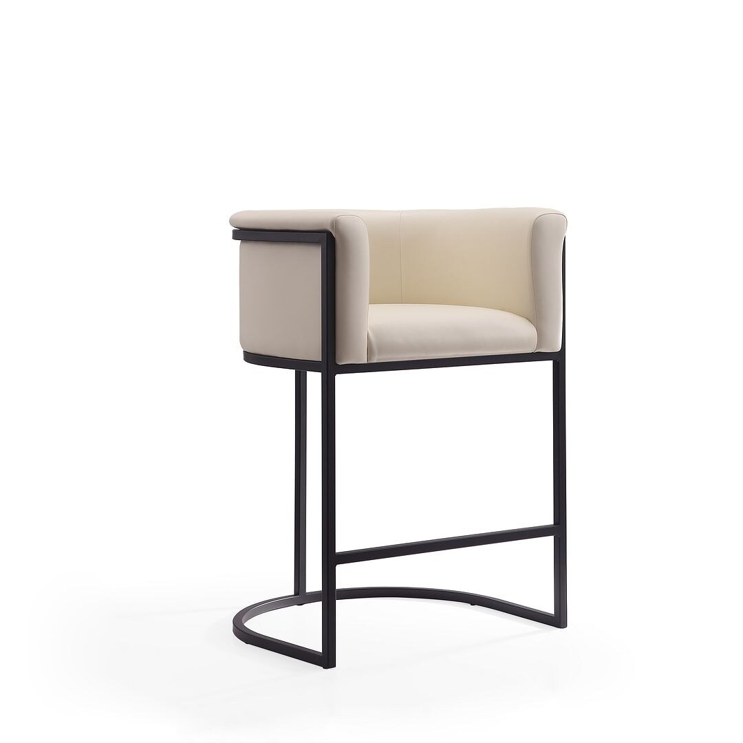 Manhattan Comfort Cosmopolitan 33.8 in. Cream and Black Metal Counter Height Bar Stool