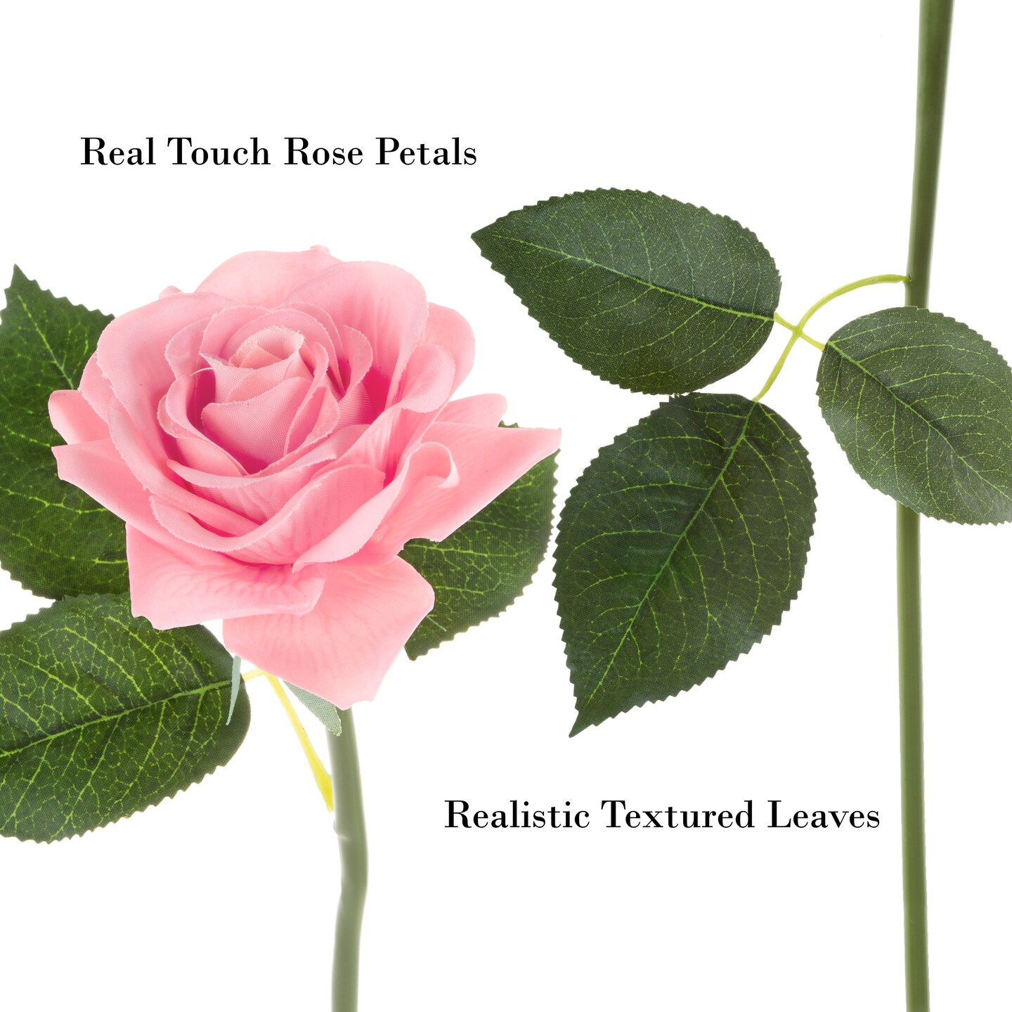 Pure Garden Artificial Realistic Open Roses 18 Pack Wire Stems Real Touch Look Feel