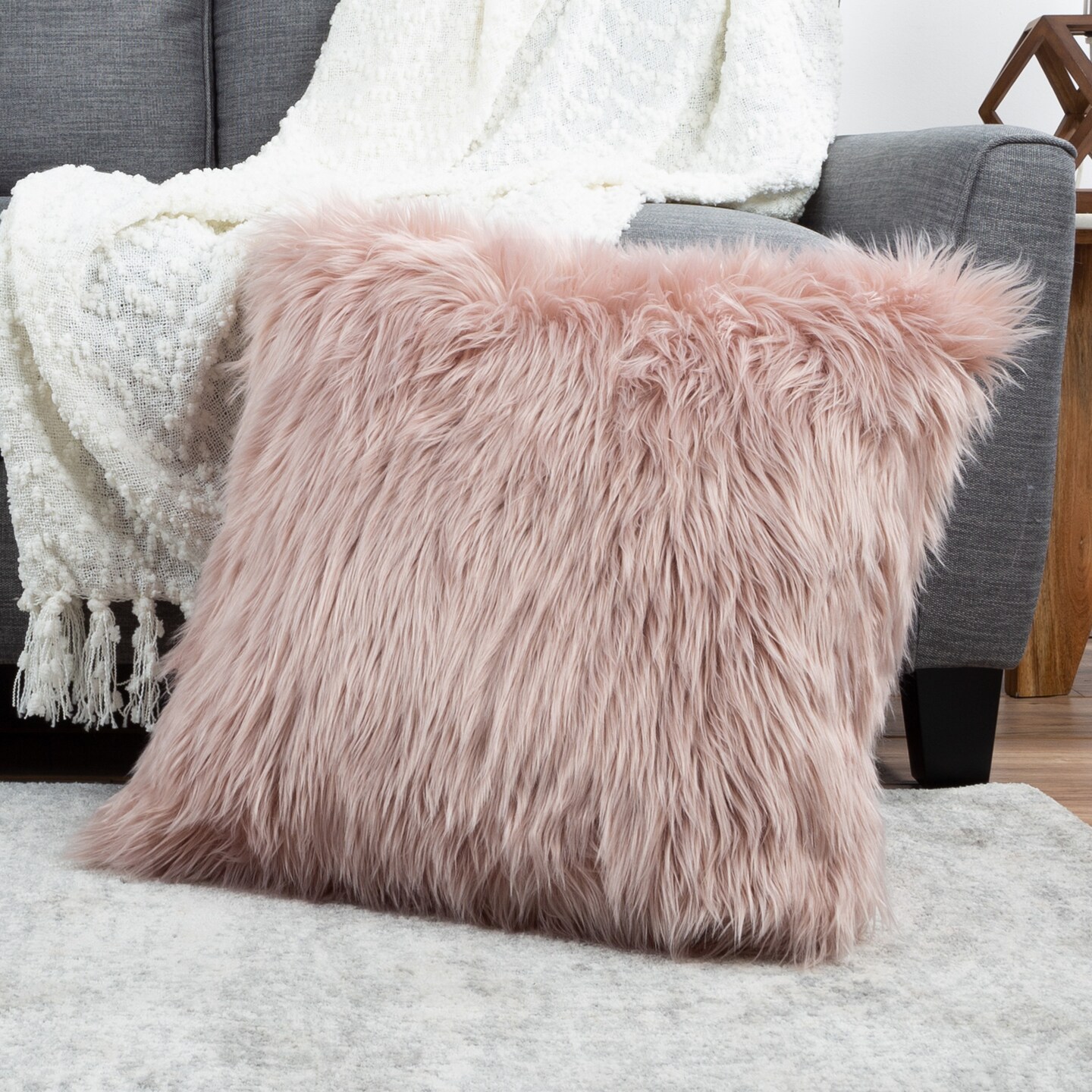 Blush Pink 22 Inch Large Throw Pillow Furry Decor For Couch Bed Plush Comfort Michaels