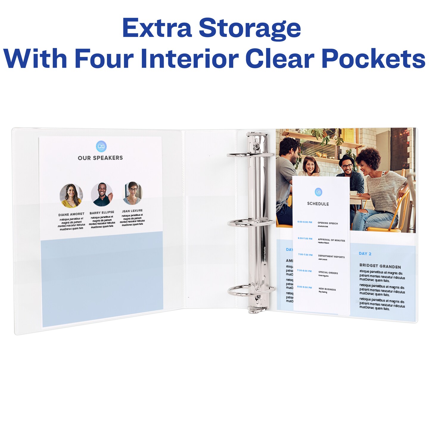 Avery Durable Clear View 3 Ring Binders, 3 Inch Binder Rings, 4 White Binders (09203)